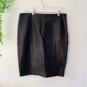 Antonio Melani Buttery Soft Leather Straight Pencil Skirt Black Medium